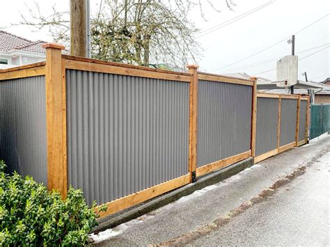 diy sheet metal fence|residential corrugated metal fence.